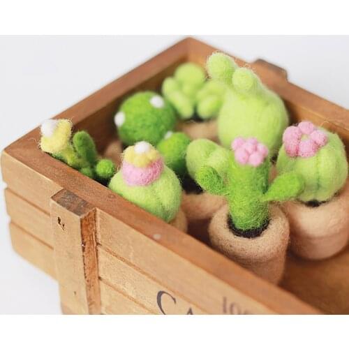 Non-Finished Plants Felt Kit Girls Children Kids DIY Gift Succulent Wool Needle Felt Toy Wool Felting Poked Needle Kit Package