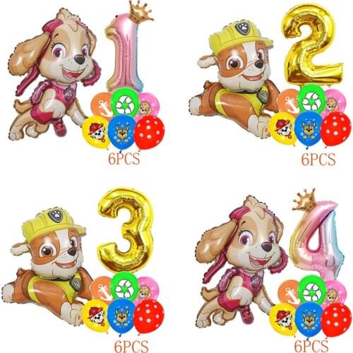 Paw Patrol Birthday Aluminum Film Balloon Set Chase Marshall Sky Rubble Childrens latex balloons Party decoration gift toys