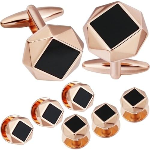 HAWSON Rose Gold Tuxedo Cufflinks Formal Costume Shirt Studs Elegant Cuff Links Set Gift Mens cufflinks fashion jewelry