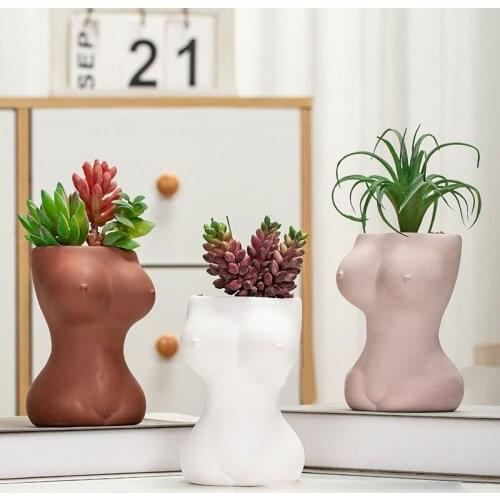Nordic Creative Ceramic Bust Body Art Container Flower Pot Decoration Succulents Balcony Plant Pot Home Decorat Ornaments