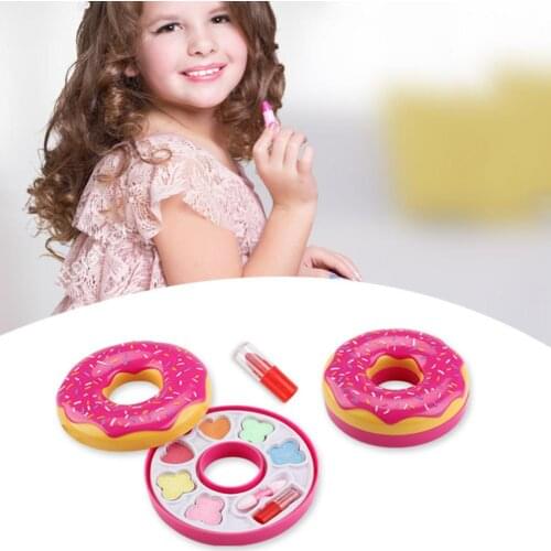 Donut Shape Lipstick Eye Shadow Makeup Cosmetic Palette Pretend Play Kids Toy
