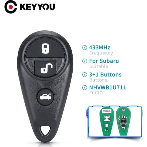 KEYYOU Remote Alarm Control Key Fob For Subaru Forester 2006 2007 B9 Tribeca Legacy Outback NHVWB1U711 3 Buttons 433Mhz FSK