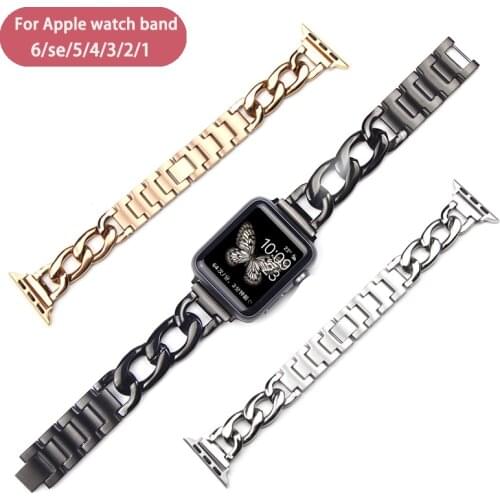 Denim chain Strap Stainless Steel Band for Apple Watch 6 SE 5 4 40mm 44mm Watchband Bracelet for Iwatch Series 6 5 4 3 2 38 42