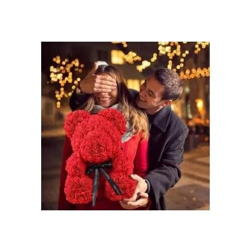 Valentines Romantic Gift Box PE Teddy Rose Bear Artificial Rose Cute Cartoon Birthday Mothers Day Gift for Girlfriend