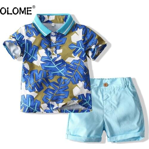 OLOME Boys Polo Shirt+Pants Cotton Children Clothing Sets 2PCS Toddler Clothes Baby Boy Short Pants Fashion Infant Polo Shirts