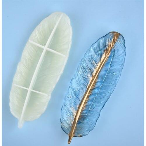 DIY Jewelry Storage Resin Mold Handmade Jewelry Display Feather Plate Silicone Molds UV Resin Moulds for Jewelry Making Tools