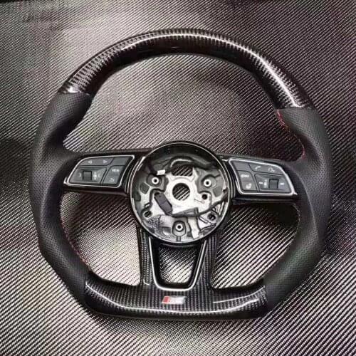 Cuatomized Carbon Fiber Sports Steering Wheel Alcantara Leather D-Shape compatible for Audi RS3 RS4 RS5 2015-2020