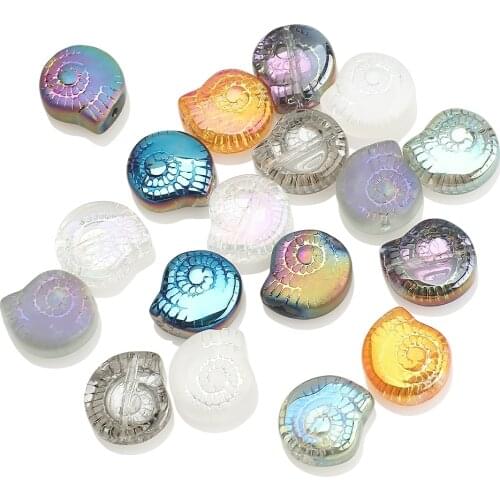 30Pcs Glass Matte Beads Snail Shape 11X12MM Plated Crystal Stone Pendant DIY Making Crafts Metrial Jewelry Necklace Earing