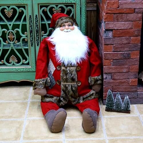 2021 New Christmas Large-scale Scene Decoration Props Santa Claus Hotel Shopping Mall Window Deer Cart Short-legged Elderly