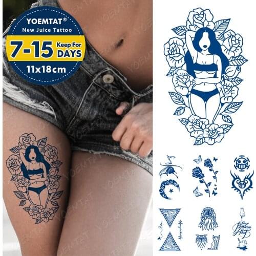 Juice Ink Tattoos Body Art 2 weeks lasting Waterproof Temporary Tattoo Sticker Six-Pointed Star line Tatoo Arm Fake Totem Tatto