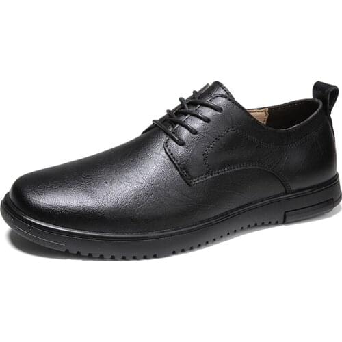 Office Men Leather Shoes Summer Breathable Dress Shoes Soft Non-slip Flat Shoes Hand Made Sewing Casual Shoes For Men Size 38-45