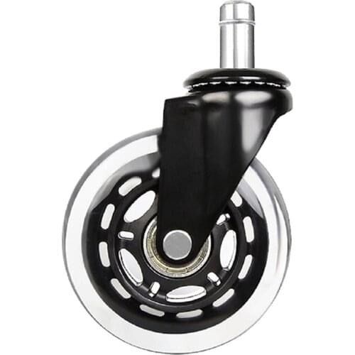 2.5Inch/3Inch PU Universal Wheel Circlip Caster Black Strong Load Bearing Transparent Wheel Office Chair Silent Wheel
