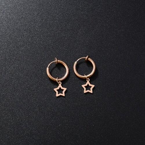 Stainless Steel Retractable Earrings No Need Piercing Women Girl Classic Cross Star Heart Moon Clip Earrings