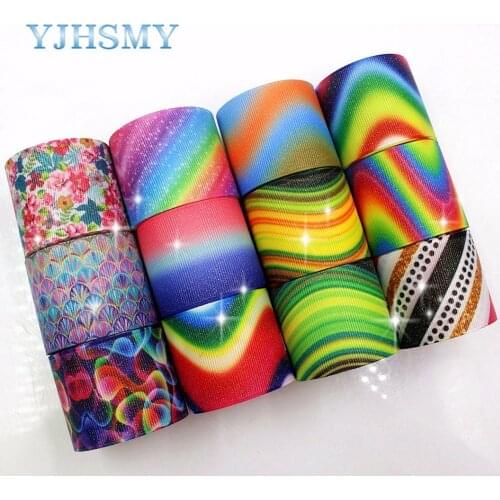 YJHSMY C-171215-349,38 mm 5 Yards flash Colorful Thermal transfer Printed grosgrain Ribbons,DIY handmade gift wrap Material