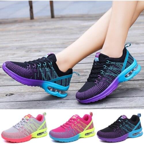 Womens sports shoes, air-soled sports running shoes, lace-up breathable jogging shoes, casual outdoor sports shoes