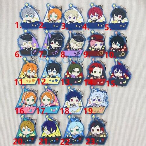 1pcs Anime Keychain Ensemble Stars Idol Full Design Hokuto/Isara Mao Star Producter Trickstar Rubber Keychain Pendant Keyrings