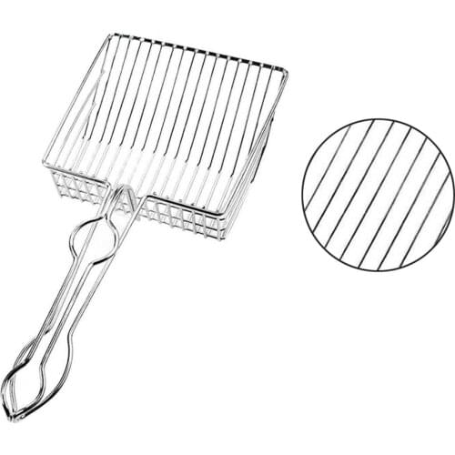 1PC Silver Electroplating Pet Cat Litter Scoop Iron Hollow Non-Stick Long Handle Litter Box Scooper