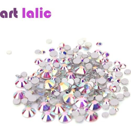1440Pcs AB Silver Clear Glass Crystal Rhinestones Mix Sizes Nail Art Stones Strass Foil Back Diamonds Glitter Decoration Tips