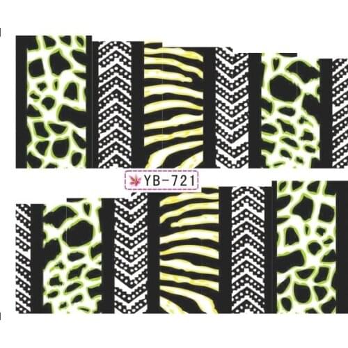 1X Nail Sticker Transfers Stickers Nail Decals Full Cover LEOPARD TIGER PANTHER FLOWER RAINBOW BUBBLE Water YB721-732