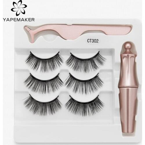 2/3 Pairs Magnetic Eyelashes Natural Long 3D Mink Lashes Makeup False Eyelashes Magnetic Eyeliner Sets Fake Lashes Extension