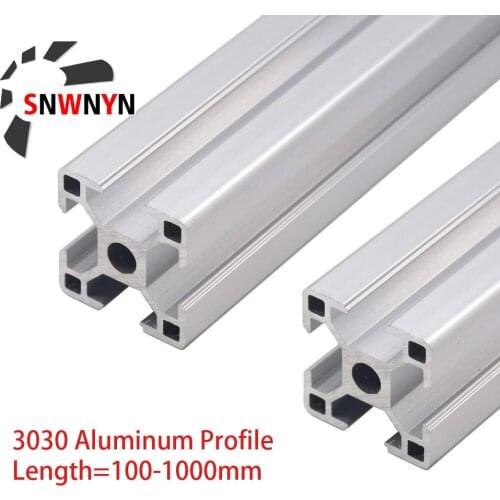 2PCS 3030 Aluminum Profile European Standard 100 500 1000 1200mm Anodized Extrusion 3030 Linear Rail For CNC 3D Printer Parts