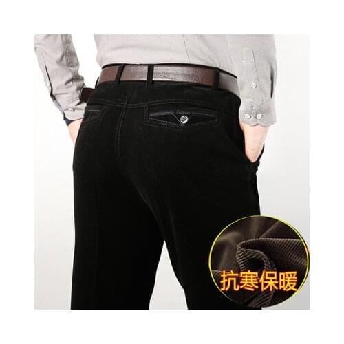 2021 New Classic Straight Loose Corduroy Pants Men Stretch Summer Business Casual Pants Black Khaki Blue Long Trousers