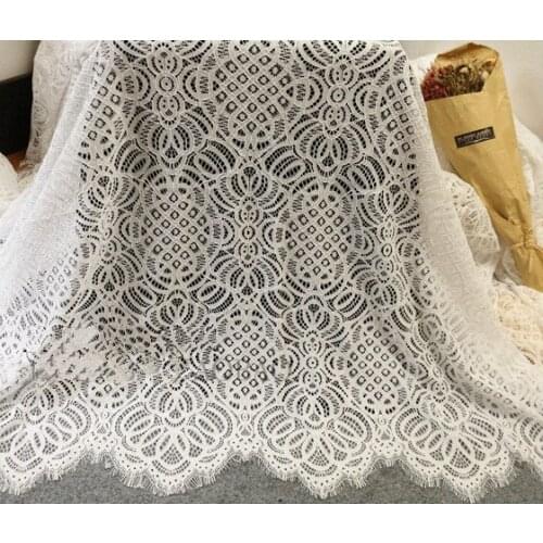 3M/Lot Free Shipping Eyelash Lace Fabric DIY Formal Dress Tablecloth High-Grade Fabric White Black 150CM Wedding Accessories
