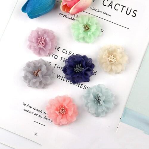 Free ePacket 4cm Artificial Mesh Flower Stamen Head for DIY Wedding Girls Headdress Shoes Bag Hat Home Decorations