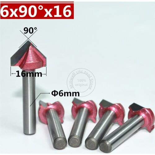 6mm*90degree*16mm,CNC Tungsten steel 3D V bit,CNC machine tool,PVC,MDF,Acrylic,Carbide end mill,woodworking insert router bit