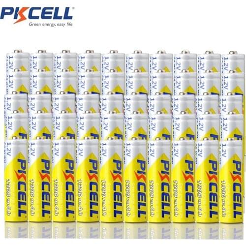 50Pcs Pcs PKCELL 1300mAh AA Batteries 1.2V NIMH 2A Ni-MH AA Rechargeable Battery Batteries Bateria Baterias for MP3/MP4