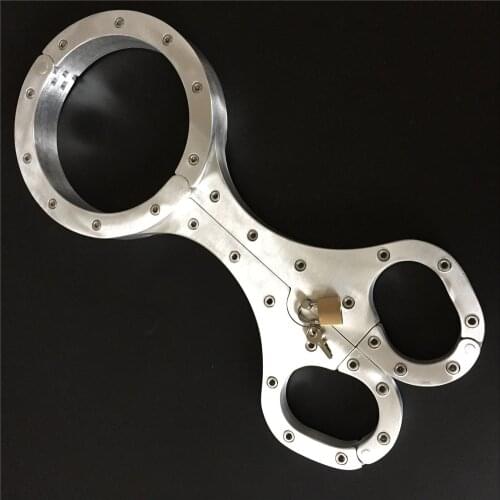 Aluminium Alloy Bondage Pillory Cangue Collar Neck Ring Handcuffs Wrist Restraint Yoke Adult Dog Slaves Sex Toy For Male Female
