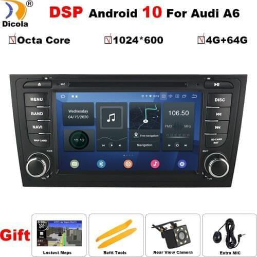 PX5/PX30 Android 10.0 DSP CarPlay Car Radio Multimedia Video Player Auto Stereo GPS For Audi A6 C5 1997-2004 S6 RS6 2 Din DVD