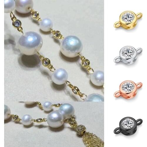 MINHIN Shining Cubic Zirconia Connectors Beads For DIY Hand Made Pearls Beaded Necklace Bracelet Original Baroque Jewelry Making