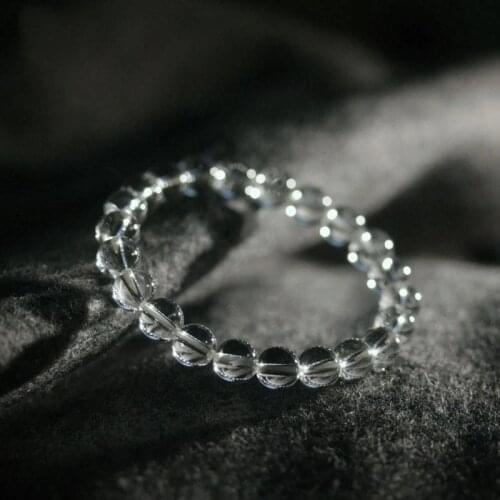 Genuine natural Clear quartz crystal round beads bracelet for Women Jewelry