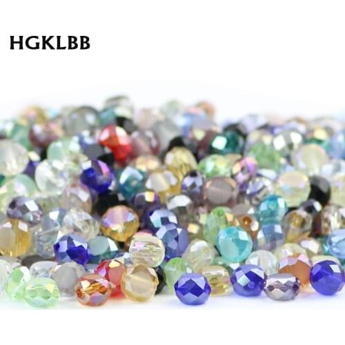 HGKLBB 50pcs Bread shape Austrian crystal beads 4*6mm Matte glass Flat Round Loose beads for jewelry making bracelet Accessories
