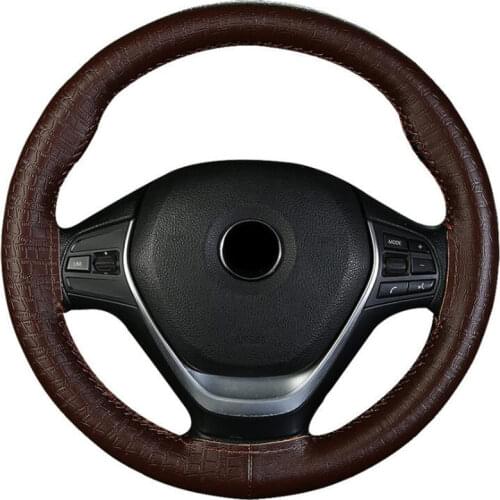 DIY Genuine Leather Car Steering Wheel Cover Soft Anti slip 100% Cowhide Braid With Needles Thread 37 38 cm Size