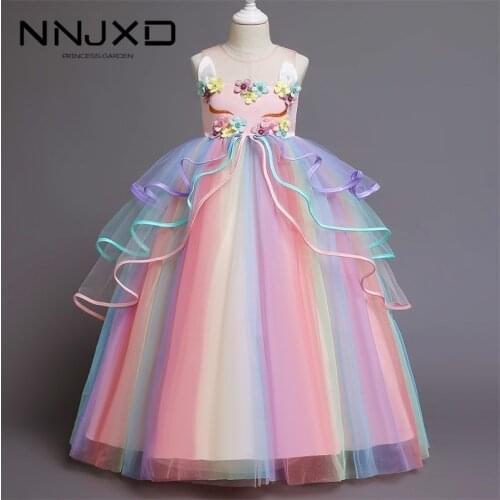 Kids Dresses For Girls Party Dress Flower Wedding Elegant Princess Girl Children Prom Gown Teenagers Long Purple Formal Wear 12Y
