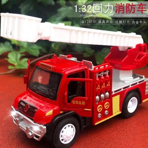 Childrens Recovery Alloy Vehicle 1:32 Fire Fighting Vehicle with Lights Music Simulation Rescue Vehicle Toy Car Model Boys Toys