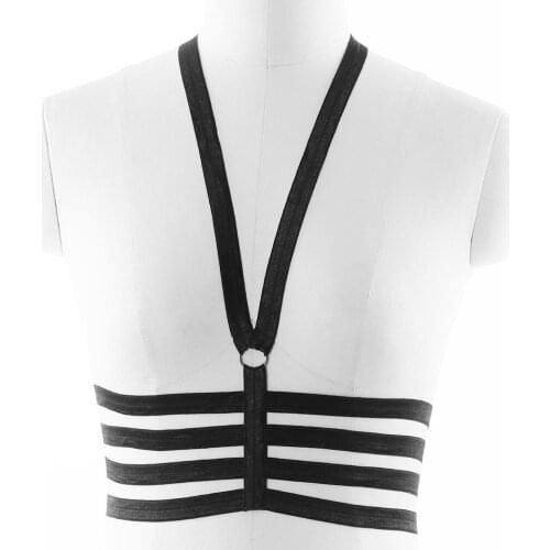 Women Bondage Black Sexy Lingerie Body Harness Cage Bra Goth Top Body Cage Elastic Adjustable Punk Harness Belt