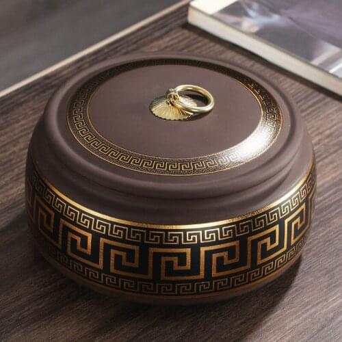 Large Capacity Tea Caddy Ceramic Sugar Coffee Canister Purple Clay Dust-proof Tea Caddy Sealed Jar Thee Doosjes Teaware DE50CY