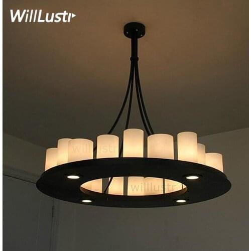 Replica Kevin Reilly Hemel Math Ring Pendant Lamp Candle Hanging Light Restaurant LED White Glass Suspension Candles Chandelier