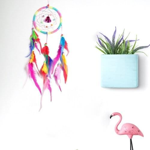 Creative Colorful Bell Dreamcatcher Pendant Feather ABS Beads Polyester Thread Wind Chimes Home Garden Decoration