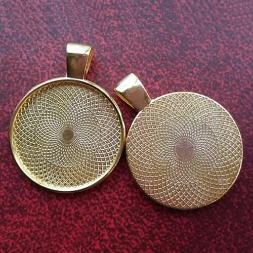 100 pcs inner 1 " (25mm ) Flattened button DIY gold Plated Round Blank Tray Charm Pendant base For Cabochons or Stickers