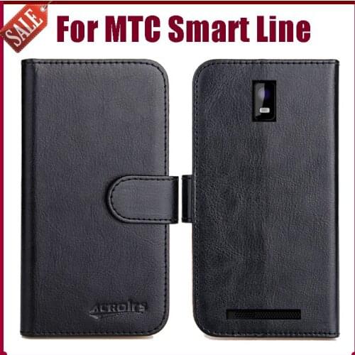 Hot! MTC Smart Line Case 4.95" 6 Colors Flip Soft Leather Phone Wallet Cover For MTC Smart Line Case Stand Function Card Slots