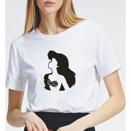 Fashion Ariel The Little Mermaid Print T Shirt Women Tops Summer Hipster Tee Shirt Femme Casual Harajuku Tshirt Camiseta Mujer