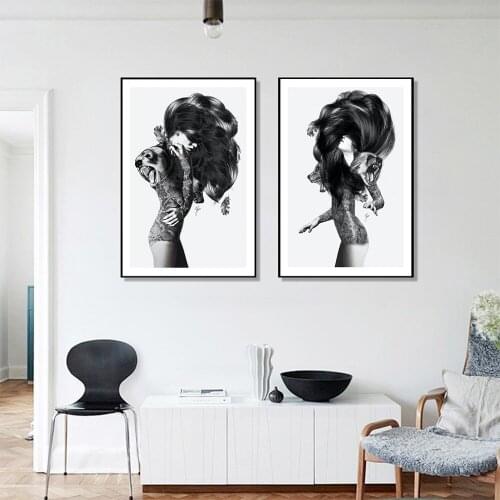 Return To The Ancients Fashion Woman Canvas Painting Black White Poster and Print Wall Art Picture Modern Woman Room Decoration