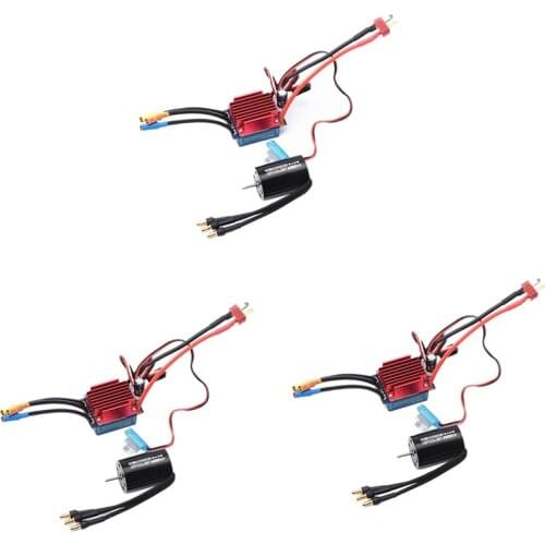 RC 2435 Motor ESC Kit 4P Sensorless Brushless Motor with 35A Brushless ESC for 1/16 1/18 RC Car Off Road Truck