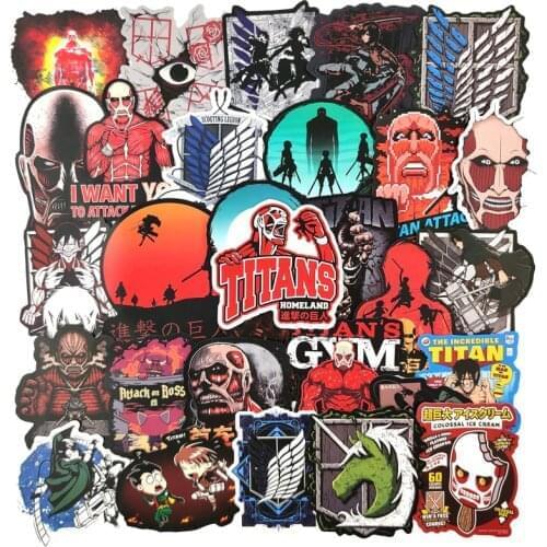 10/30/50pcs/pack Japanese anime Attack on Titan Stickers For Skateboard Helmet Gift Bicycle Computer Notebook Car Childrens Toy
