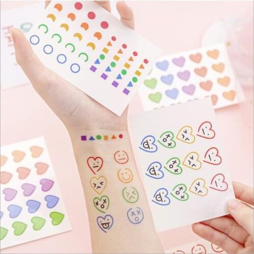 New Arrival 4pcs/set Korean Creative Cartoon Smile Face Tattoo Stickers Durable Waterproof Cute Girl Sticker