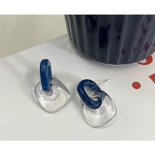 AENSOA New Cute Clear Acrylic Square Geometric Drop Earrings 2021 Trendy Delicate Transparent Resin Earrings for Women Girls